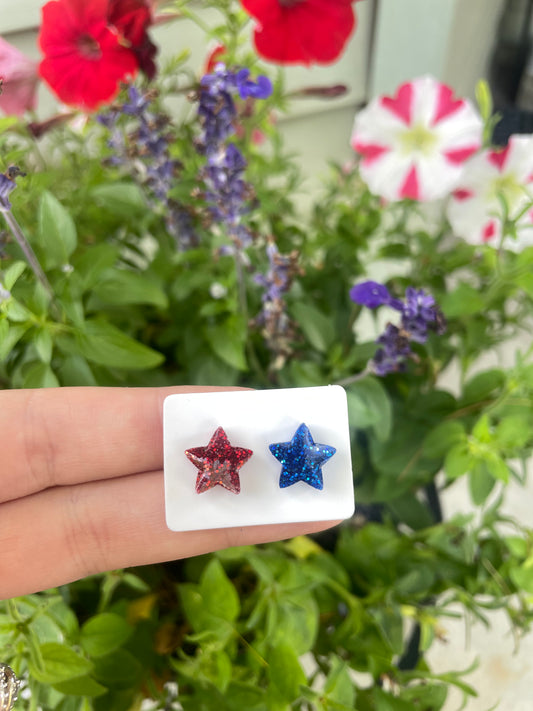 Red & Blue Star Studs